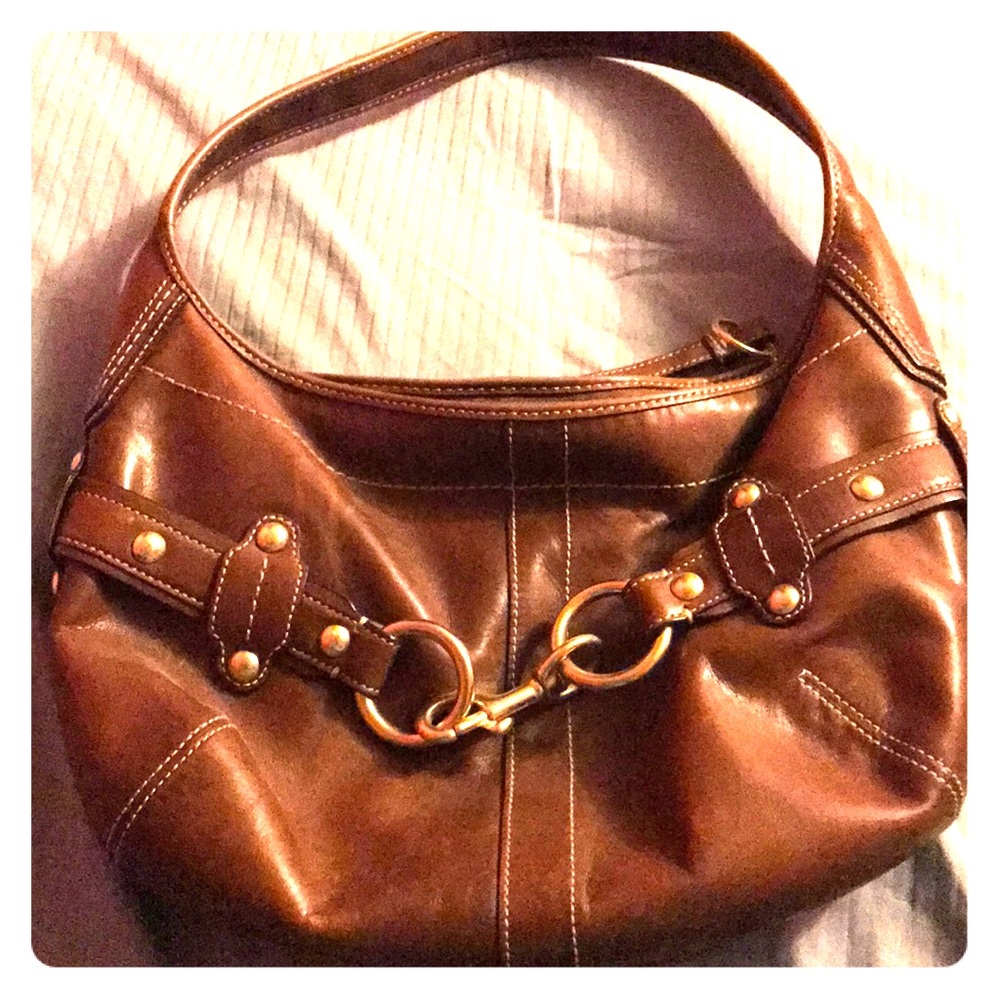 Coach hobo studded brown leather bag